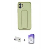 MARSİLYAN™- iPhone 12 Kılıf Akış Doku - Siyah Bilvis 5in1 3D Magic Cam Ekran Koruyucu + Rainbow Kamera Lens Koruma Cam - MR