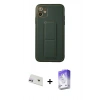 MARSİLYAN™- iPhone 12 Kılıf Akış Doku - Siyah Bilvis 5in1 3D Magic Cam Ekran Koruyucu + Rainbow Kamera Lens Koruma Cam - MR