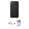 MARSİLYAN™- iPhone 12 Kılıf Akış Doku - Siyah Bilvis 5in1 3D Magic Cam Ekran Koruyucu + Rainbow Kamera Lens Koruma Cam - YL