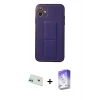 MARSİLYAN™- iPhone 12 Kılıf Akış Doku - Siyah Bilvis 5in1 3D Magic Cam Ekran Koruyucu + Rainbow Kamera Lens Koruma Cam - YL