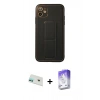 MARSİLYAN™- iPhone 12 Kılıf Akış Doku - Siyah Bilvis 5in1 3D Magic Cam Ekran Koruyucu + Rainbow Kamera Lens Koruma Cam - YL