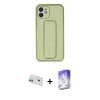 MARSİLYAN™- iPhone 12 Kılıf Akış Doku - Siyah Bilvis 5in1 3D Magic Cam Ekran Koruyucu + Rainbow Kamera Lens Koruma Cam - YL