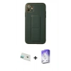 MARSİLYAN™- iPhone 12 Kılıf Akış Doku - Siyah Bilvis 5in1 3D Magic Cam Ekran Koruyucu + Rainbow Kamera Lens Koruma Cam - YL