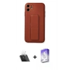 MARSİLYAN™- iPhone 12 Kılıf Akış Doku - Siyah Bilvis 5in1 3D Magic Cam Ekran Koruyucu + Şeffaf Kamera Lens Koruma Cam