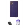 MARSİLYAN™- iPhone 12 Kılıf Akış Doku - Siyah Bilvis 5in1 3D Magic Cam Ekran Koruyucu + Şeffaf Kamera Lens Koruma Cam