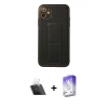 MARSİLYAN™- iPhone 12 Kılıf Akış Doku - Siyah Bilvis 5in1 3D Magic Cam Ekran Koruyucu + Şeffaf Kamera Lens Koruma Cam