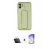 MARSİLYAN™- iPhone 12 Kılıf Akış Doku - Siyah Bilvis 5in1 3D Magic Cam Ekran Koruyucu + Şeffaf Kamera Lens Koruma Cam