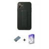 MARSİLYAN™- iPhone 12 Kılıf Akış Doku - Siyah Bilvis 5in1 3D Magic Cam Ekran Koruyucu + Shine Kamera Lens Koruma Cam - GD