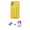 MARSİLYAN™- iPhone 12 Kılıf Akış Doku - Siyah Bilvis 5in1 3D Magic Cam Ekran Koruyucu + Shine Kamera Lens Koruma Cam - GI