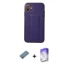 MARSİLYAN™- iPhone 12 Kılıf Akış Doku - Siyah Bilvis 5in1 3D Magic Cam Ekran Koruyucu + Shine Kamera Lens Koruma Cam - GI