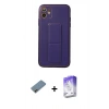 MARSİLYAN™- iPhone 12 Kılıf Akış Doku - Siyah Bilvis 5in1 3D Magic Cam Ekran Koruyucu + Shine Kamera Lens Koruma Cam - GD
