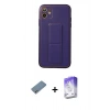 MARSİLYAN™- iPhone 12 Kılıf Akış Doku - Siyah Bilvis 5in1 3D Magic Cam Ekran Koruyucu + Shine Kamera Lens Koruma Cam - GS