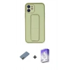 MARSİLYAN™- iPhone 12 Kılıf Akış Doku - Siyah Bilvis 5in1 3D Magic Cam Ekran Koruyucu + Shine Kamera Lens Koruma Cam - GD