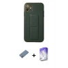 MARSİLYAN™- iPhone 12 Kılıf Akış Doku - Siyah Bilvis 5in1 3D Magic Cam Ekran Koruyucu + Shine Kamera Lens Koruma Cam - GS