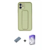 MARSİLYAN™- iPhone 12 Kılıf Akış Doku - Siyah Bilvis 5in1 3D Magic Cam Ekran Koruyucu + Shine Kamera Lens Koruma Cam - GS