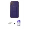 MARSİLYAN™- iPhone 12 Kılıf Akış Doku - Siyah Bilvis 5in1 3D Magic Cam Ekran Koruyucu + Renkli Kamera Lens Koruma Cam - YL