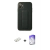 MARSİLYAN™- iPhone 12 Kılıf Akış Doku - Siyah Bilvis 5in1 3D Magic Cam Ekran Koruyucu + Renkli Kamera Lens Koruma Cam - YL