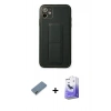 MARSİLYAN™- iPhone 12 Kılıf Akış Doku - Siyah Bilvis 5in1 5D Magic Hayalet Cam Ekran Koruyucu + Metal Kamera Lens Koruma Cam - AKYL
