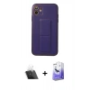 MARSİLYAN™- iPhone 12 Kılıf Akış Doku - Siyah Bilvis 5in1 5D Magic Hayalet Cam Ekran Koruyucu + Kamera Lens Koruma Cam - SF