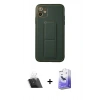 MARSİLYAN™- iPhone 12 Kılıf Akış Doku - Siyah Bilvis 5in1 5D Magic Hayalet Cam Ekran Koruyucu + Kamera Lens Koruma Cam - SF