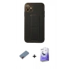 MARSİLYAN™- iPhone 12 Kılıf Akış Doku - Siyah Bilvis 5in1 5D Magic Hayalet Cam Ekran Koruyucu + Metal Kamera Lens Koruma Cam - KI