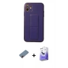 MARSİLYAN™- iPhone 12 Kılıf Akış Doku - Siyah Bilvis 5in1 5D Magic Hayalet Cam Ekran Koruyucu + Metal Kamera Lens Koruma Cam - KI