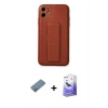MARSİLYAN™- iPhone 12 Kılıf Akış Doku - Siyah Bilvis 5in1 5D Magic Hayalet Cam Ekran Koruyucu + Shine Kamera Lens Koruma Cam - MI
