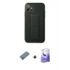 MARSİLYAN™- iPhone 12 Kılıf Akış Doku - Siyah Bilvis 5in1 5D Magic Hayalet Cam Ekran Koruyucu + Metal Kamera Lens Koruma Cam - GD