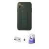 MARSİLYAN™- iPhone 12 Kılıf Akış Doku - Siyah Bilvis 5in1 5D Magic Hayalet Cam Ekran Koruyucu + Rainbow Kamera Lens Koruma Cam - MR