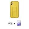 MARSİLYAN™- iPhone 12 Kılıf Akış Doku - Siyah Bilvis 5in1 5D Magic Hayalet Cam Ekran Koruyucu + Rainbow Kamera Lens Koruma Cam - MR