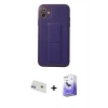MARSİLYAN™- iPhone 12 Kılıf Akış Doku - Siyah Bilvis 5in1 5D Magic Hayalet Cam Ekran Koruyucu + Rainbow Kamera Lens Koruma Cam - MR