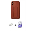 MARSİLYAN™- iPhone 12 Kılıf Akış Doku - Siyah Bilvis 5in1 5D Magic Hayalet Cam Ekran Koruyucu + Renkli Kamera Lens Koruma Cam - SI