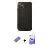 MARSİLYAN™- iPhone 12 Kılıf Akış Doku - Siyah Bilvis 5in1 5D Magic Hayalet Cam Ekran Koruyucu + Shine Kamera Lens Koruma Cam - SABE