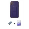 MARSİLYAN™- iPhone 12 Kılıf Akış Doku - Siyah Bilvis 5in1 5D Magic Hayalet Cam Ekran Koruyucu + Shine Kamera Lens Koruma Cam - GI