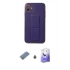 MARSİLYAN™- iPhone 12 Kılıf Akış Doku - Siyah Bilvis 5in1 5D Magic Hayalet Cam Ekran Koruyucu + Shine Kamera Lens Koruma Cam - GS