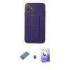 MARSİLYAN™- iPhone 12 Kılıf Akış Doku - Siyah Bilvis 5in1 5D Magic Hayalet Cam Ekran Koruyucu + Shine Kamera Lens Koruma Cam - MI