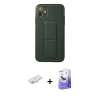 MARSİLYAN™- iPhone 12 Kılıf Akış Doku - Siyah Bilvis 5in1 5D Magic Hayalet Cam Ekran Koruyucu + Renkli Kamera Lens Koruma Cam - YL