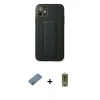 MARSİLYAN™- iPhone 12 Kılıf Akış Doku - Siyah Joko Magic 5D Hayalet Cam + Shine Kamera Lens Koruma Cam - GI