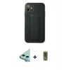 MARSİLYAN™- iPhone 12 Kılıf Akış Doku - Siyah Joko Magic 5D Hayalet Cam + Mavi Raze Metal Kamera Lens