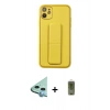 MARSİLYAN™- iPhone 12 Kılıf Akış Doku - Siyah Joko Magic 5D Hayalet Cam + Mavi Raze Metal Kamera Lens