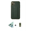 MARSİLYAN™- iPhone 12 Kılıf Akış Doku - Siyah Joko Magic 5D Hayalet Cam + Mavi Raze Metal Kamera Lens