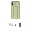 MARSİLYAN™- iPhone 12 Kılıf Akış Doku - Siyah Joko Magic 5D Hayalet Cam + Rainbow Kamera Lens Koruma Cam - MR