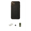 MARSİLYAN™- iPhone 12 Kılıf Akış Doku - Siyah Joko Magic 5D Hayalet Cam + Sarı Renkli Kamera Lens Koruma Cam