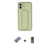 MARSİLYAN™- iPhone 12 Kılıf Akış Doku - Siyah Joko Magic 5D Hayalet Cam + Shine Kamera Lens Koruma Cam - PE