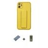 MARSİLYAN™- iPhone 12 Kılıf Akış Doku - Siyah Joko Magic 5D Hayalet Cam + Shine Kamera Lens Koruma Cam - SABE