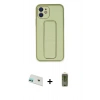 MARSİLYAN™- iPhone 12 Kılıf Akış Doku - Siyah Joko Magic 5D Hayalet Cam + Rainbow Kamera Lens Koruma Cam - YL