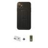 MARSİLYAN™- iPhone 12 Kılıf Akış Doku - Siyah Joko Magic 5D Hayalet Cam + Rainbow Kamera Lens Koruma Cam - YL