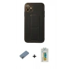 MARSİLYAN™- iPhone 12 Kılıf Akış Doku - Siyah Polymer Nano Ekran Koruyucu + Shine Kamera Lens Koruma Cam - GI