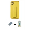 MARSİLYAN™- iPhone 12 Kılıf Akış Doku - Siyah Polymer Nano Ekran Koruyucu + Shine Kamera Lens Koruma Cam - GD