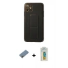 MARSİLYAN™- iPhone 12 Kılıf Akış Doku - Siyah Polymer Nano Ekran Koruyucu + Shine Kamera Lens Koruma Cam - GD